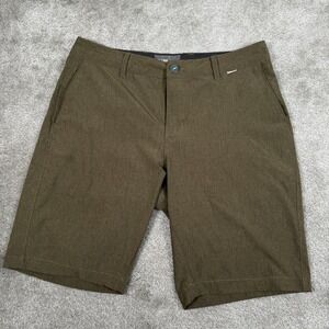 Linksoul Performance Shorts Mens 32 Green Golf‎ Chino Outdoor Flat Front Casual